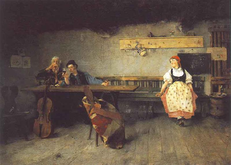 Simon Hollosy In the Tavern oil painting picture